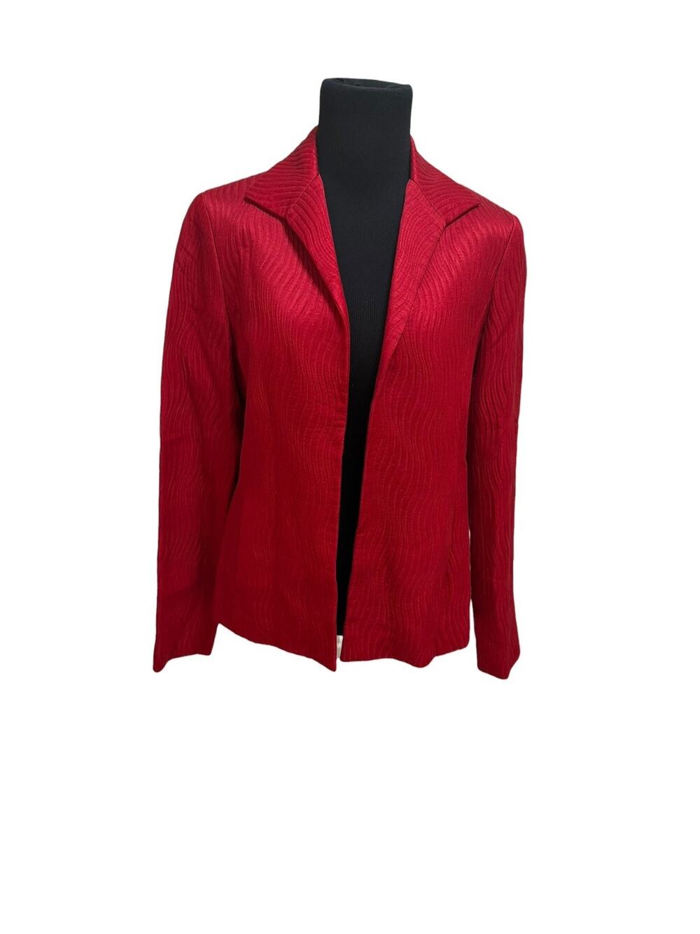 Lafayette 148 New York Open Blazer Collar Womens Sz 6 Red Cotten/Silk Blend